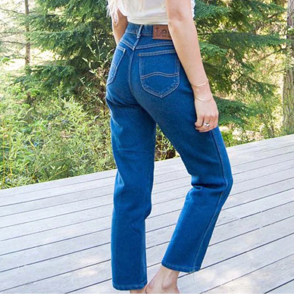 Vintage Lee Jeans 70s Style Straight Leg High Waisted